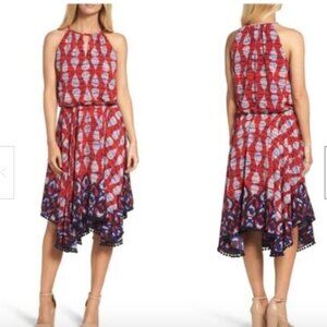 Maggy London like new trapeze a line swing halter neckline dress lined size 14